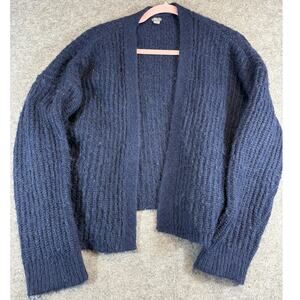 Aerie Cardigan Sweater Womens Small Blue Chunky Knit Open Front Cozy Minimalist